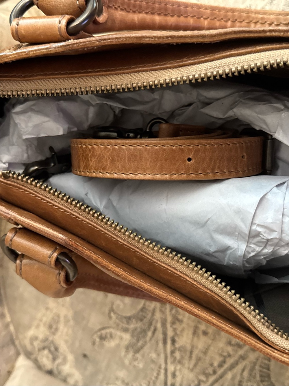 Frye Cognac Leather Carryall Satchel - Picture 9 of 12